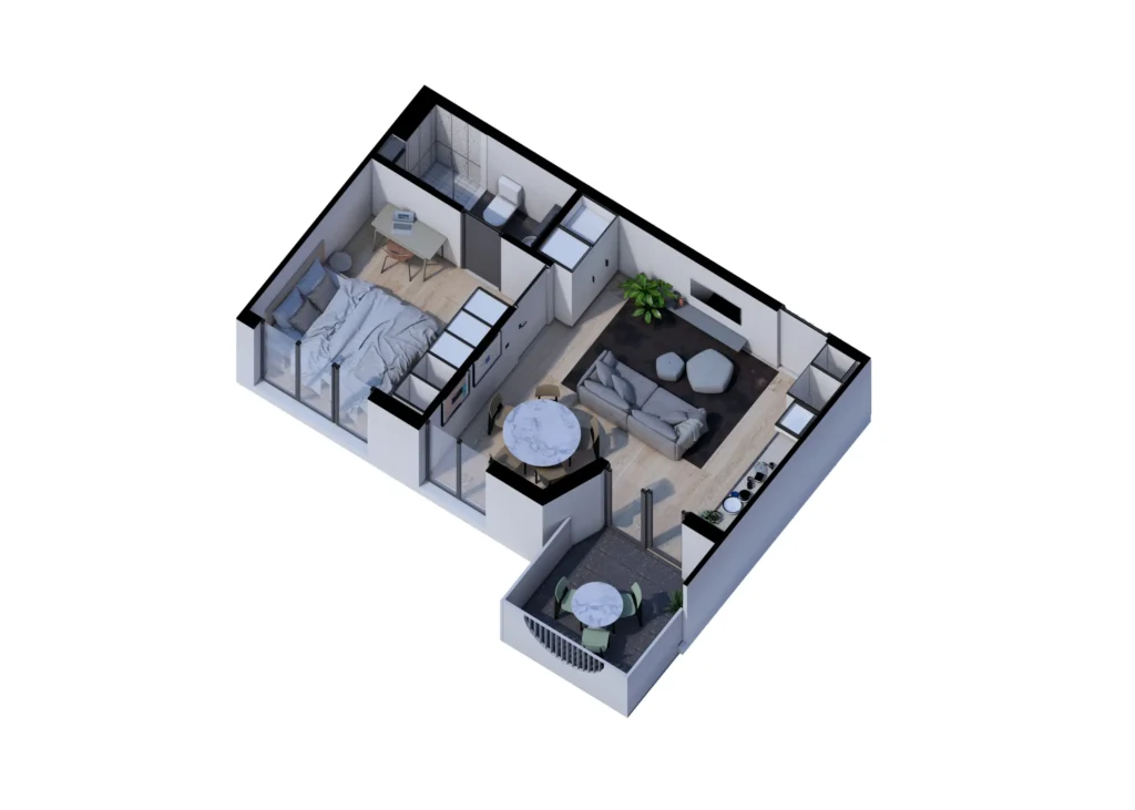 One bedroom apartment render