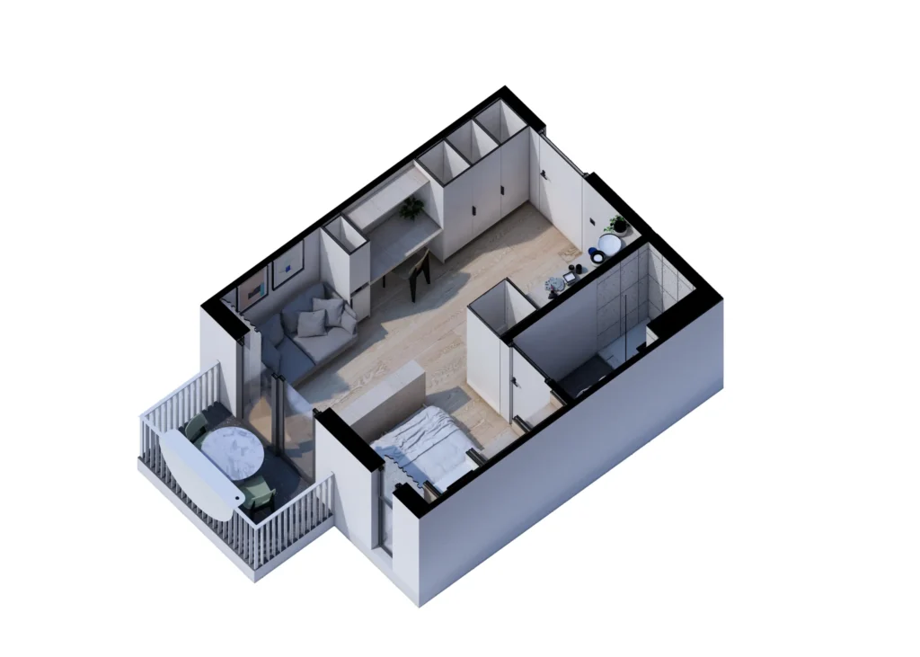 Micro apartment render
